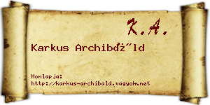 Karkus Archibáld névjegykártya